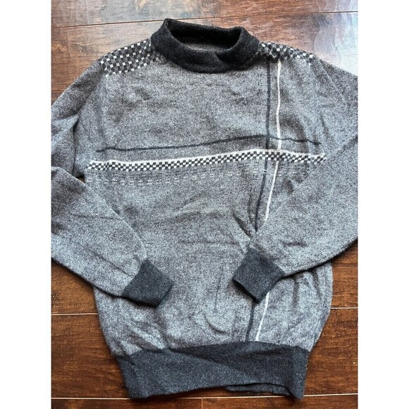 Cashmere Mens Casual Gray Patterned Sweater READ BELOW - Picture 1 of 4